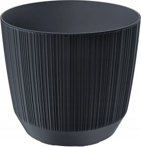 Doniczka plastikowa okrągła osłonka ryflowana antracyt 16,8 cm Ryfo