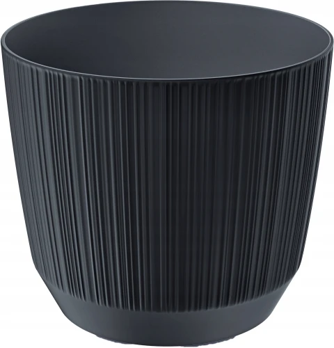 Doniczka plastikowa okrągła osłonka ryflowana antracyt 16,8 cm Ryfo