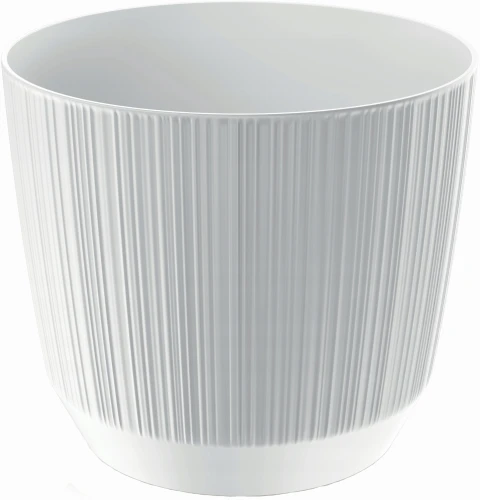 Doniczka plastikowa okrągła osłonka ryflowana biała 14,7 cm Ryfo