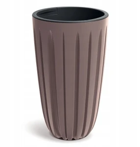 Doniczka plastikowa osłonka ryflowana wysoka brązowa marsala 29cm Wario
