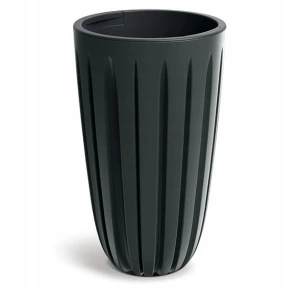 Doniczka plastikowa osłonka ryflowana wysoka czarna węgiel 29cm Wario