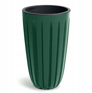 Doniczka plastikowa osłonka ryflowana wysoka zielona 29cm Wario