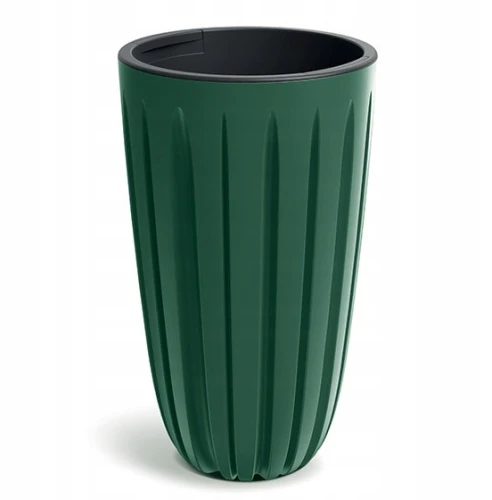 Doniczka plastikowa osłonka ryflowana wysoka zielona 29cm Wario