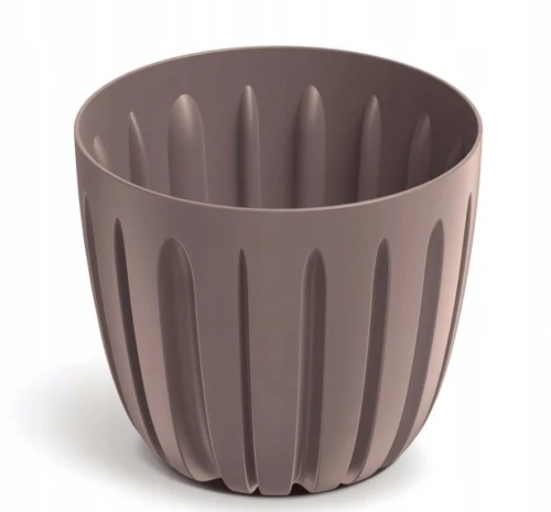 Doniczka plastikowa osłonka ryflowana brązowa marsala 16,8cm Wario
