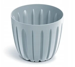 Doniczka plastikowa osłonka ryflowana jasny szary 16,8cm Wario