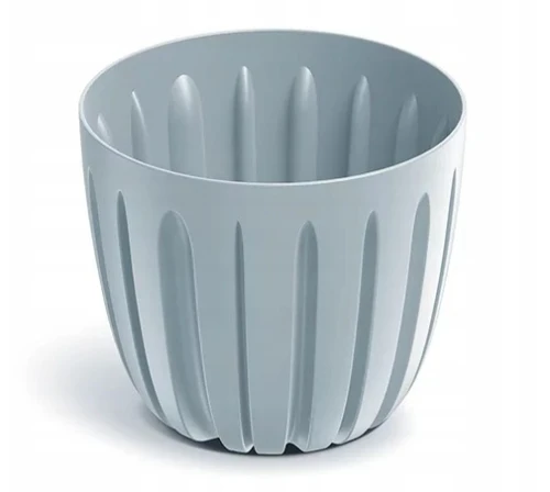 Doniczka plastikowa osłonka ryflowana jasny szary 16,8cm Wario