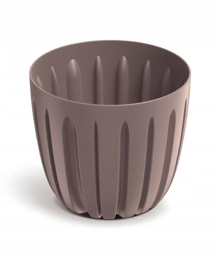 Doniczka plastikowa osłonka ryflowana brązowa marsala 13,8cm Wario