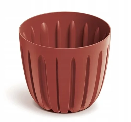 Doniczka plastikowa osłonka ryflowana czerwony retro 13,8cm Wario