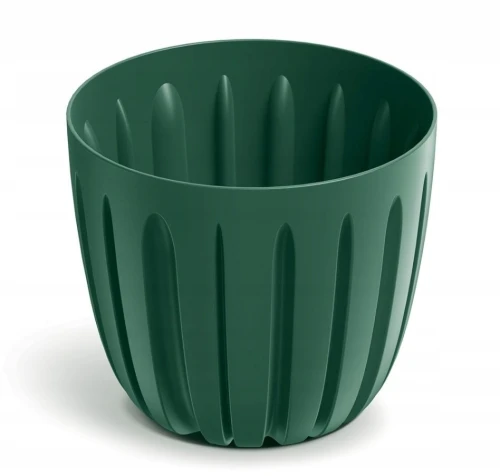 Doniczka plastikowa osłonka ryflowana zielona 13,8cm Wario