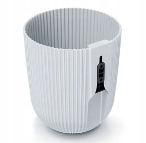 Doniczka plastikowa osłonka ścienna ryflowana biała 14,6cm Milly