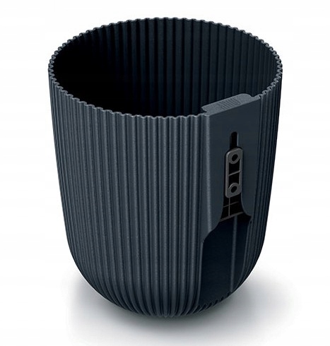 Doniczka plastikowa osłonka ścienna ryflowana antracyt 14,6cm Milly