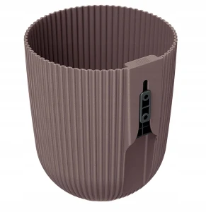 Doniczka plastikowa osłonka ścienna ryflowana brązowa marsala 14,6cm Milly