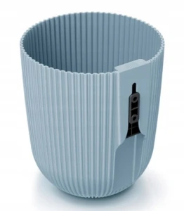 Doniczka plastikowa osłonka ścienna ryflowana jasny szary 14,6cm Milly