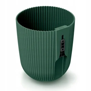 Doniczka plastikowa osłonka ścienna ryflowana zielona 14,6cm Milly