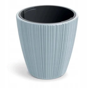 Doniczka plastikowa osłonka ryflowana z wkładem jasny szary 47cm Oro