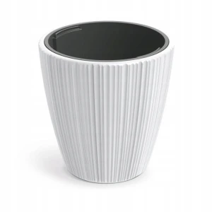 Doniczka plastikowa osłonka ryflowana z wkładem biała 29,9cm Oro