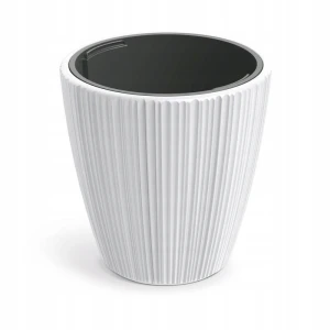 Doniczka plastikowa osłonka ryflowana z wkładem biała 23,9cm Oro