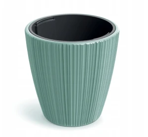 Doniczka plastikowa osłonka ryflowana z wkładem szałwia 23,9cm Oro