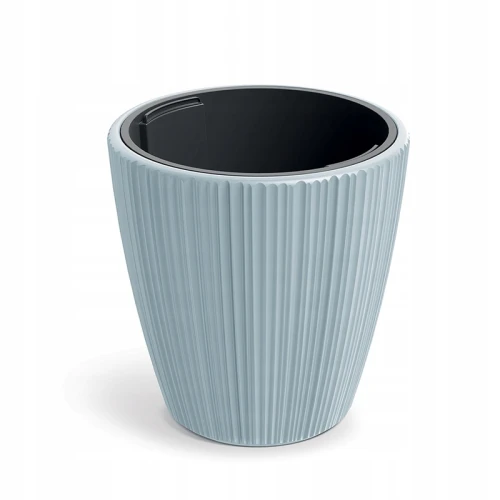Doniczka plastikowa osłonka ryflowana z wkładem jasny szary 23,9cm Oro