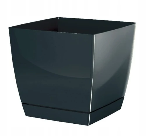 Doniczka plastikowa osłonka kwadratowa grafitowa 10cm