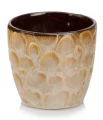 Doniczka ceramiczna osłonka okrągła tłoczenia vintage brązowo-żółta 14cm