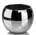 Doniczka ceramiczna osłonka okrągła kula disco srebrna 16cm