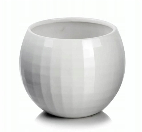 Doniczka ceramiczna osłonka okrągła kula biała 16cm