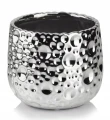 Doniczka ceramiczna osłonka okrągła nieregularne tłoczenia srebrna 18cm
