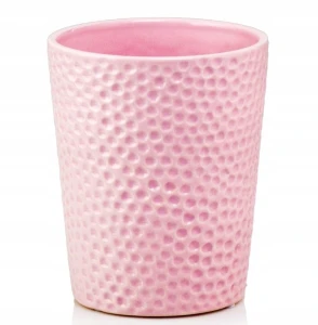Doniczka ceramiczna osłonka okrągła tłoczenia różowa 13cm