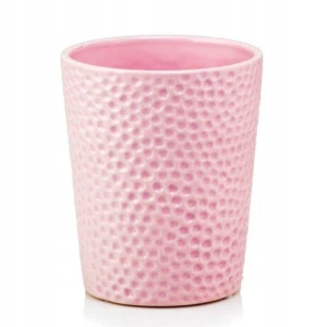 Doniczka ceramiczna osłonka okrągła tłoczenia różowa 9cm