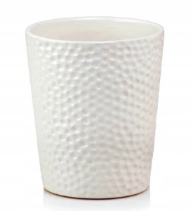 Doniczka ceramiczna osłonka okrągła tłoczenia biała 13cm