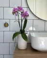 Doniczka ceramiczna osłonka okrągła tłoczenia biała 13cm