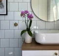 Doniczka ceramiczna osłonka okrągła tłoczenia biała 9cm