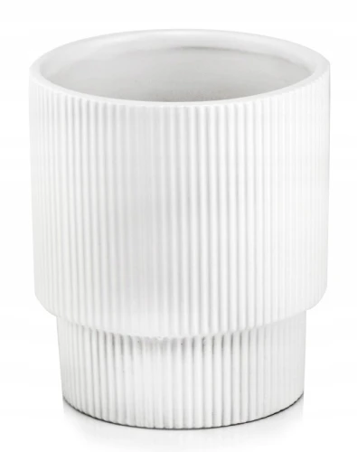 Doniczka ceramiczna osłonka okrągła ryflowana biały mat 13cm