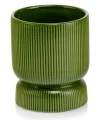 Doniczka ceramiczna osłonka okrągła kielich ryflowana zielona 13cm
