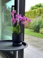 Doniczka ceramiczna osłonka okrągła kielich ryflowana czarny mat 13cm