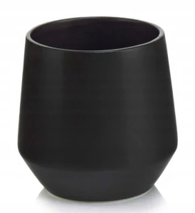 Doniczka ceramiczna osłonka okrągła klasyczna czarny mat 13cm