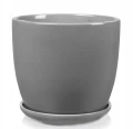 Doniczka ceramiczna z podstawką osłonka okrągła klasyczna szara 17cm