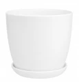 Doniczka ceramiczna z podstawką osłonka okrągła klasyczna biała 20cm