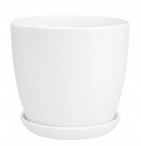 Doniczka ceramiczna z podstawką osłonka okrągła klasyczna biała 20cm