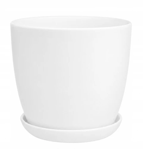 Doniczka ceramiczna z podstawką osłonka okrągła klasyczna biała 20cm