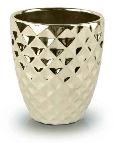 Doniczka ceramiczna osłonka elegancka tłoczenia glamour złota 13,5cm