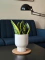 Doniczka ceramiczna osłonka okrągła ryflowana kielich biała 13cm