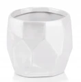 Doniczka ceramiczna osłonka okrągła geometryczna biała 12cm