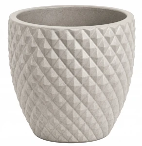 Doniczka ceramiczna osłonka okrągła tłoczenia beżowa 47cm