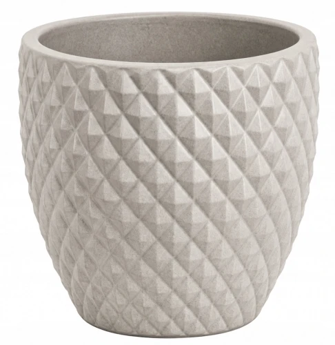 Doniczka ceramiczna osłonka okrągła tłoczenia beżowa 47cm