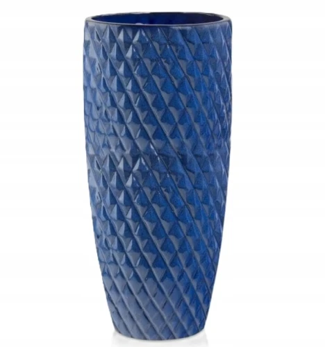 Doniczka ceramiczna osłonka wysoka tłoczenia kobaltowa 25x50cm