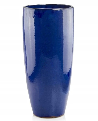 Doniczka ceramiczna osłonka wysoka kobaltowa 25x50cm