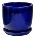 Doniczka ceramiczna z podstawką osłonka okrągła kobaltowa 32cm