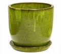 Doniczka ceramiczna z podstawką osłonka okrągła zielona 32cm